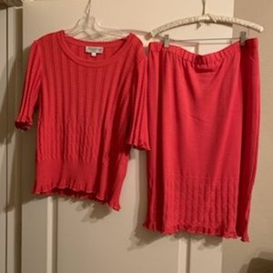 2 piece coral skirt set